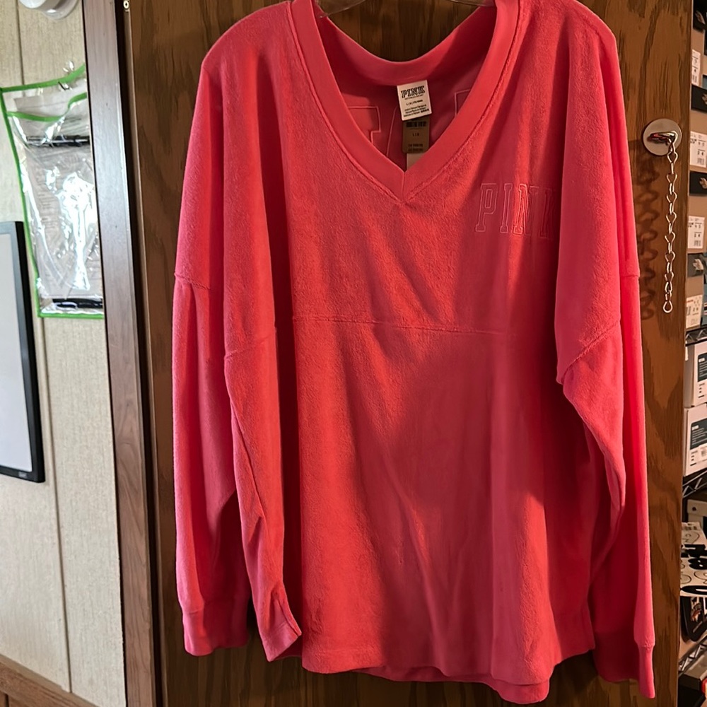 VICTORIA’S SECRET PINK TERRY SPIRIT JERSEY: NEW WITH TAGS: SIZE L